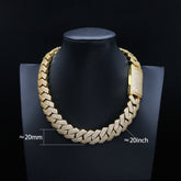 GL 20mm Rows Hip Hop Jewelry Choker VVS Moissanite Iced Out Cuban Link Chain Necklace